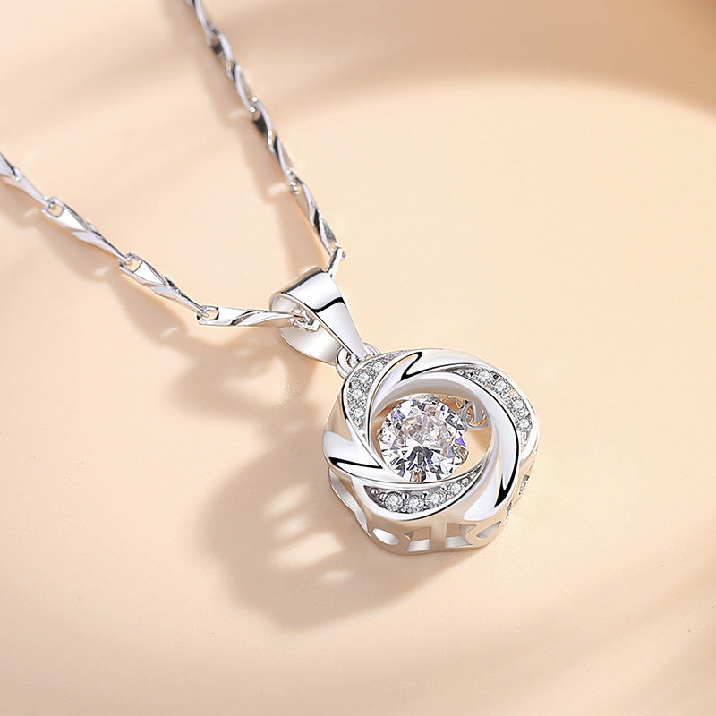 Sterling Silver Women Flower Necklace