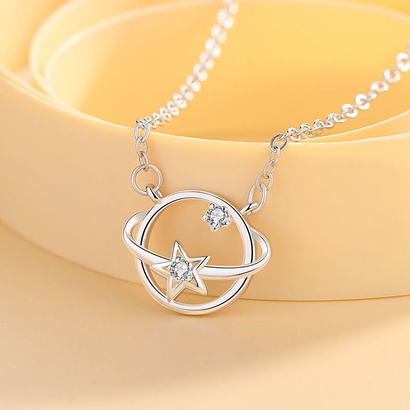 Planetary Universe Women Necklace Silver