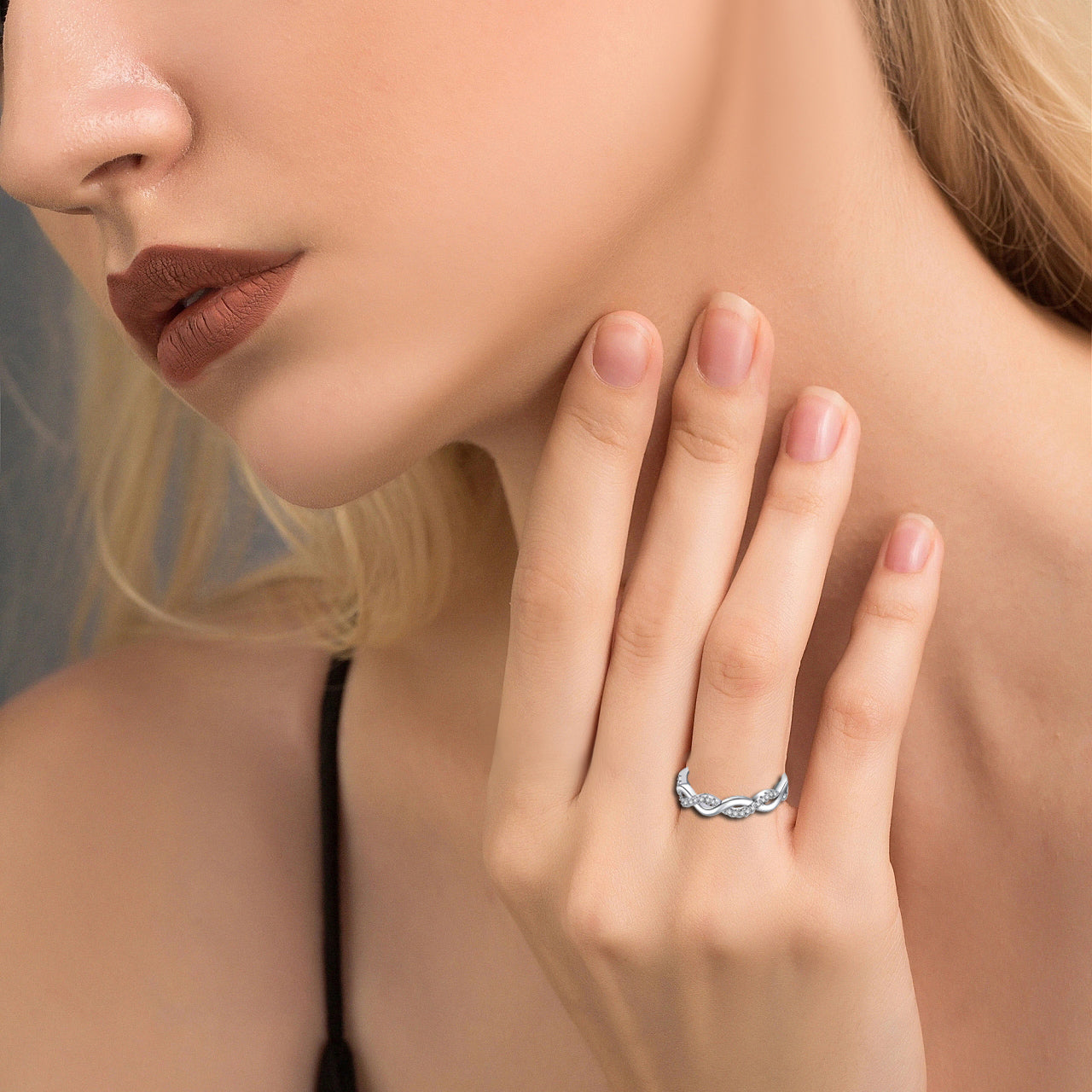 MOOSKI 925 Sterling Silver Infinity Eternity Band Ring Adjustable