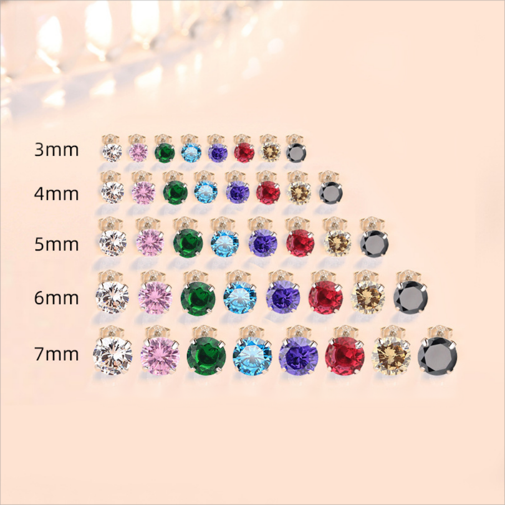 Gem Stone Stud Earrings