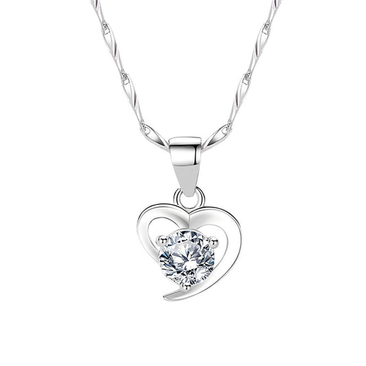 MOOSKI Heart Necklace for Women,925 Sterling Silver Love Heart Pendant