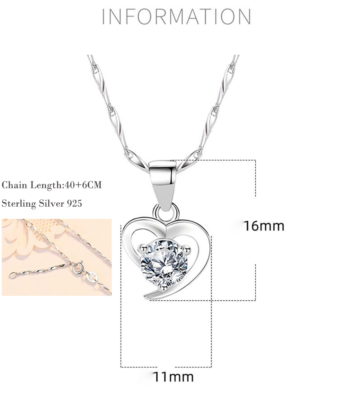 MOOSKI Heart Necklace for Women,925 Sterling Silver Love Heart Pendant