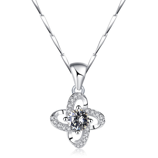 Lucky four leaf necklace sterling silver 999