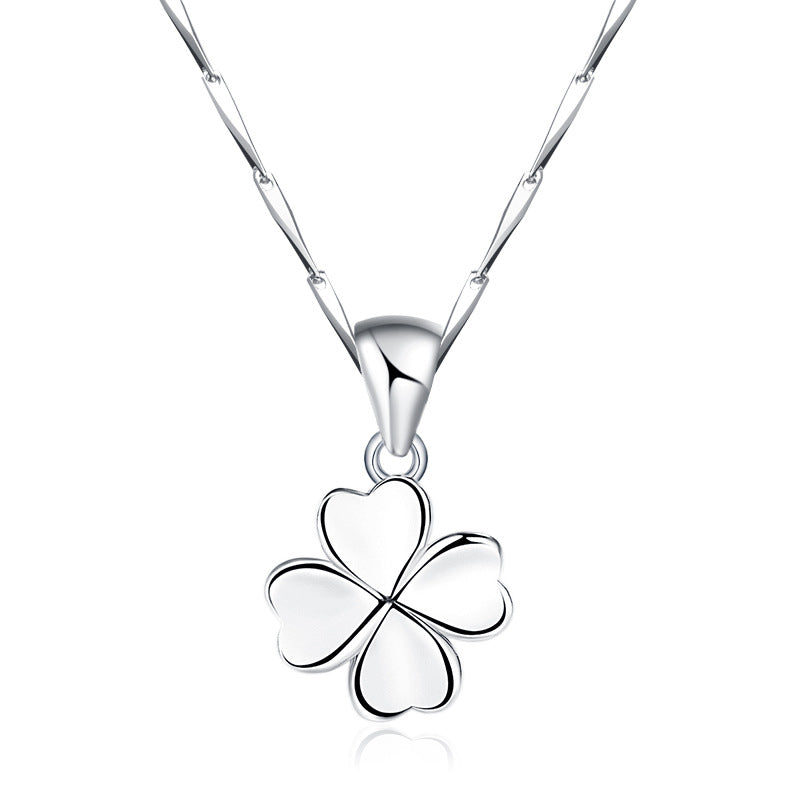 Sterling Silver 999 Lucky Four leaf clover Necklace for women