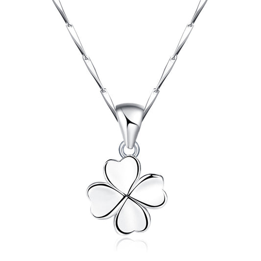 Sterling Silver 999 Lucky Four leaf clover Necklace for women