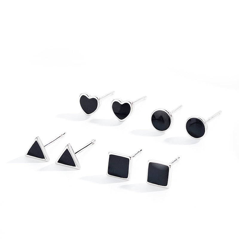 Trangle Heart Stud Earrings