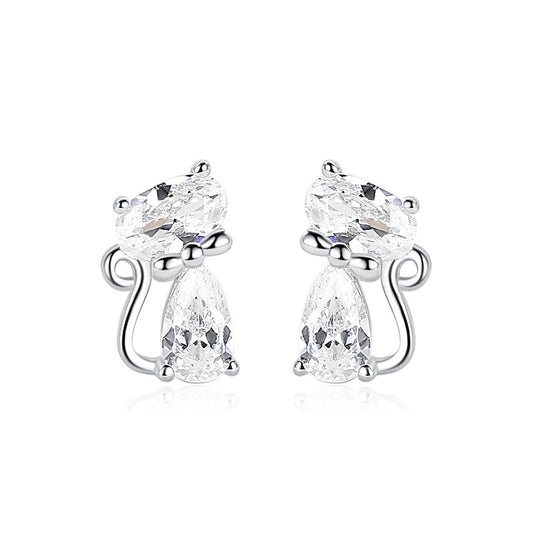Cat Crystal Stud Earrings