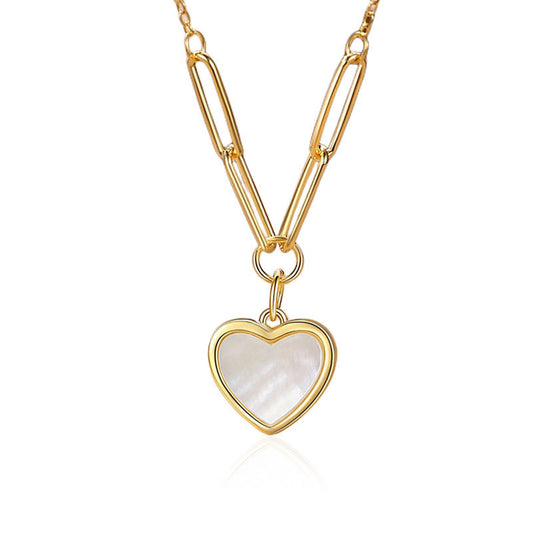 MOOSKI 925 Sterling Silver Heart Necklace Gold Plated