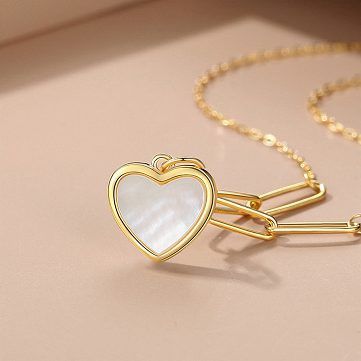 MOOSKI 925 Sterling Silver Heart Necklace Gold Plated