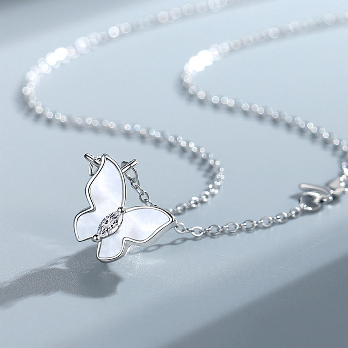 MOOSKI Butterfly Necklace for Women Sterling Silver