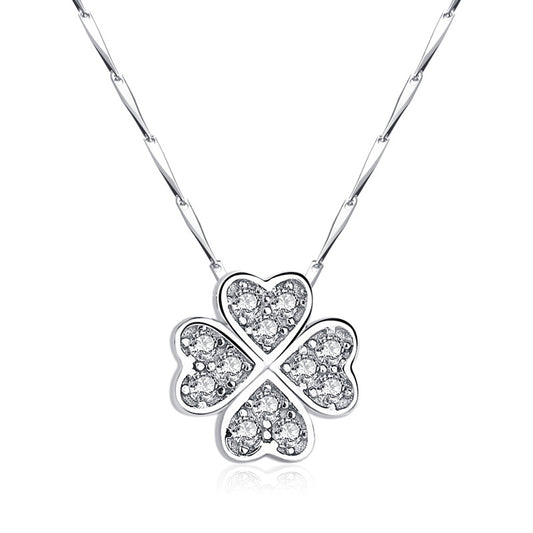Lucky four leaf necklace women sterling silver