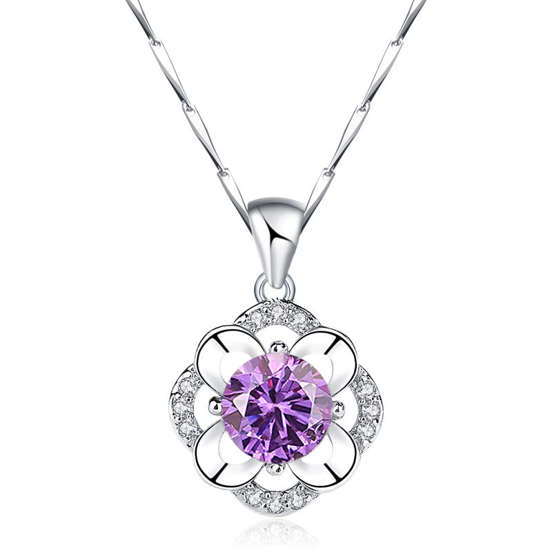 Sterling Silver 999 Lucky Four leaf clover Necklace for women