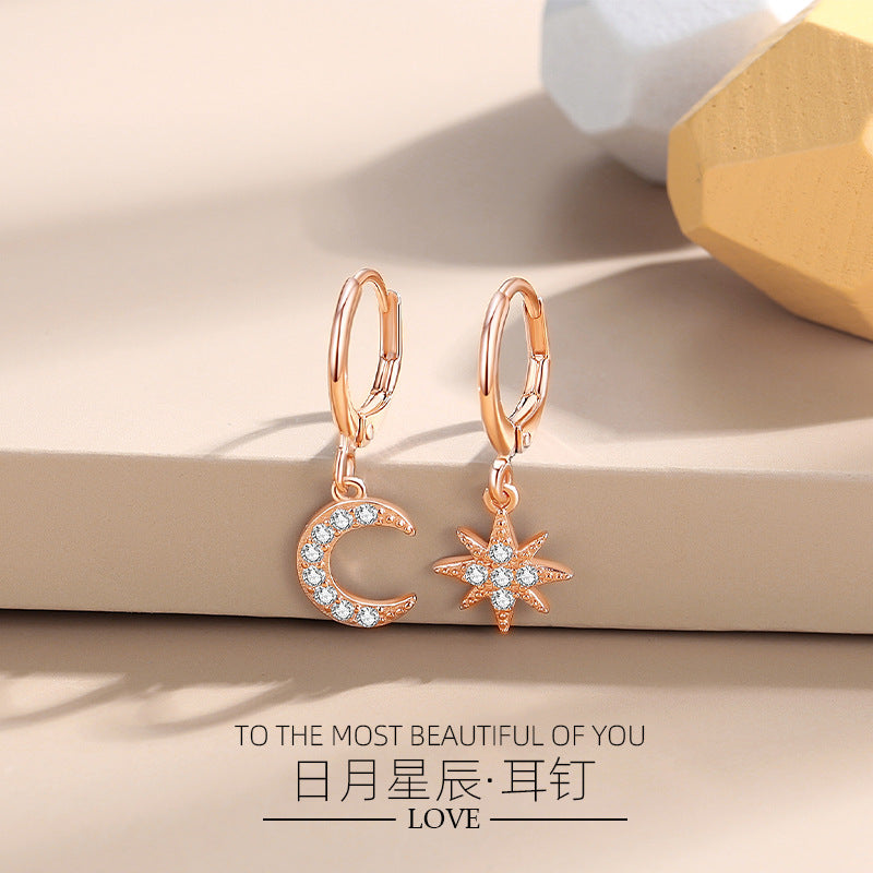 Hoop Moon Star Earrings