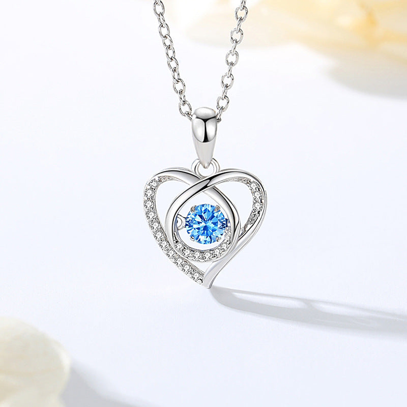 Dancing stone heart necklace sterling silver