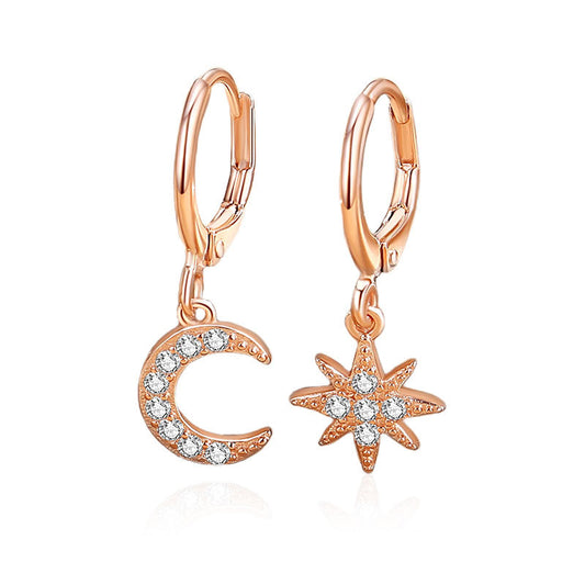 Hoop Moon Star Earrings