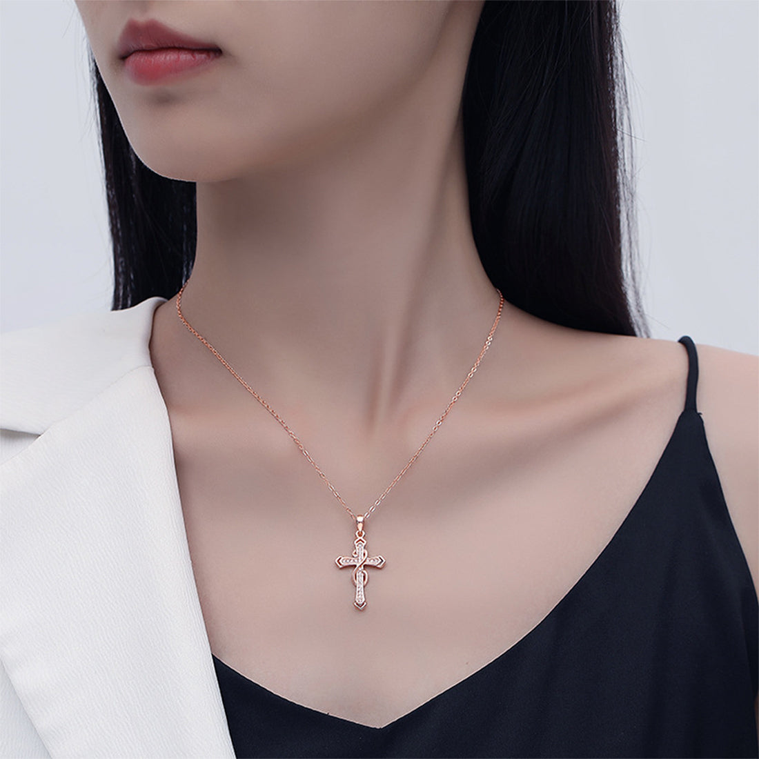 MOOSKI Cross Necklace for Women 925 Sterling Silver