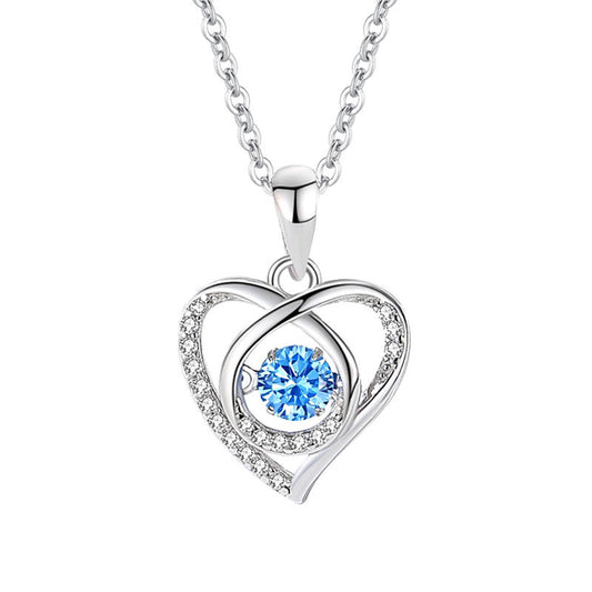 Dancing stone heart necklace sterling silver