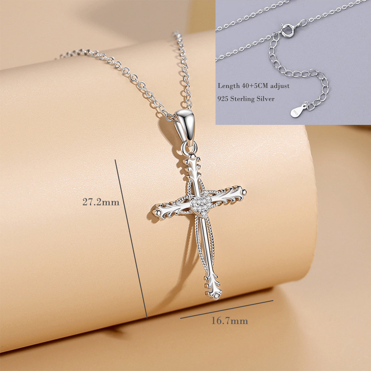 MOOSKI Cross Necklace for Women 925 Sterling Silver