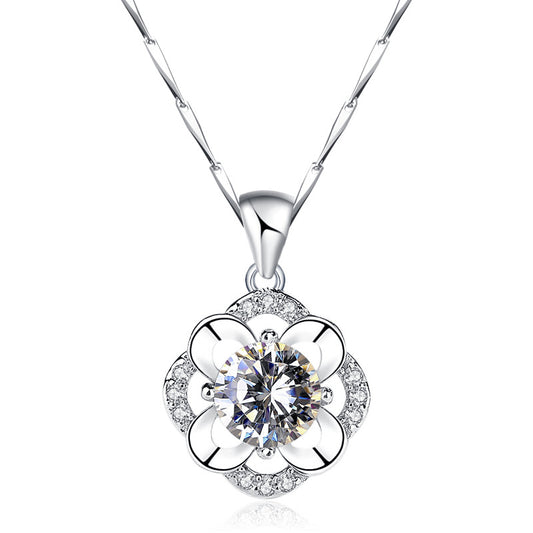 Sterling Silver 999 Lucky Four leaf clover Necklace for women