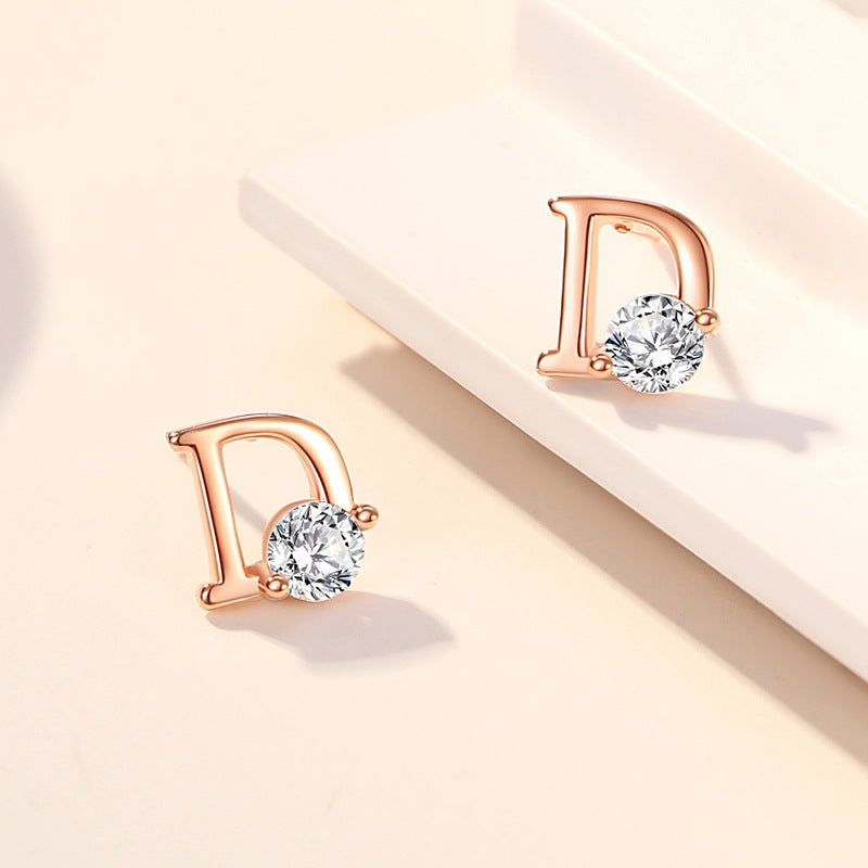 D Letter Stud Earrings