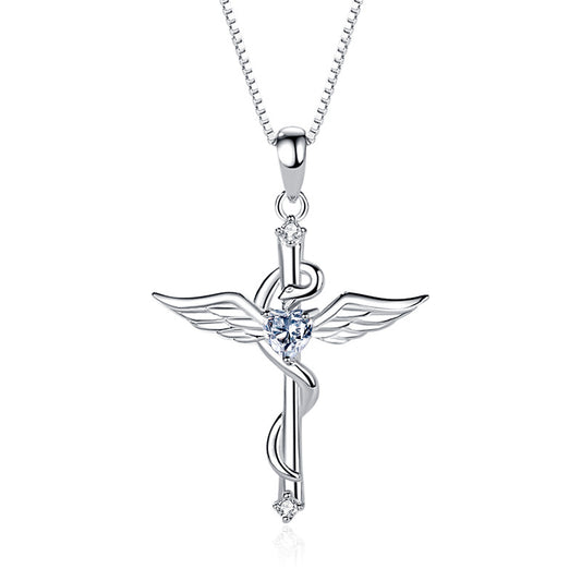 Angel Snake Cross Necklace