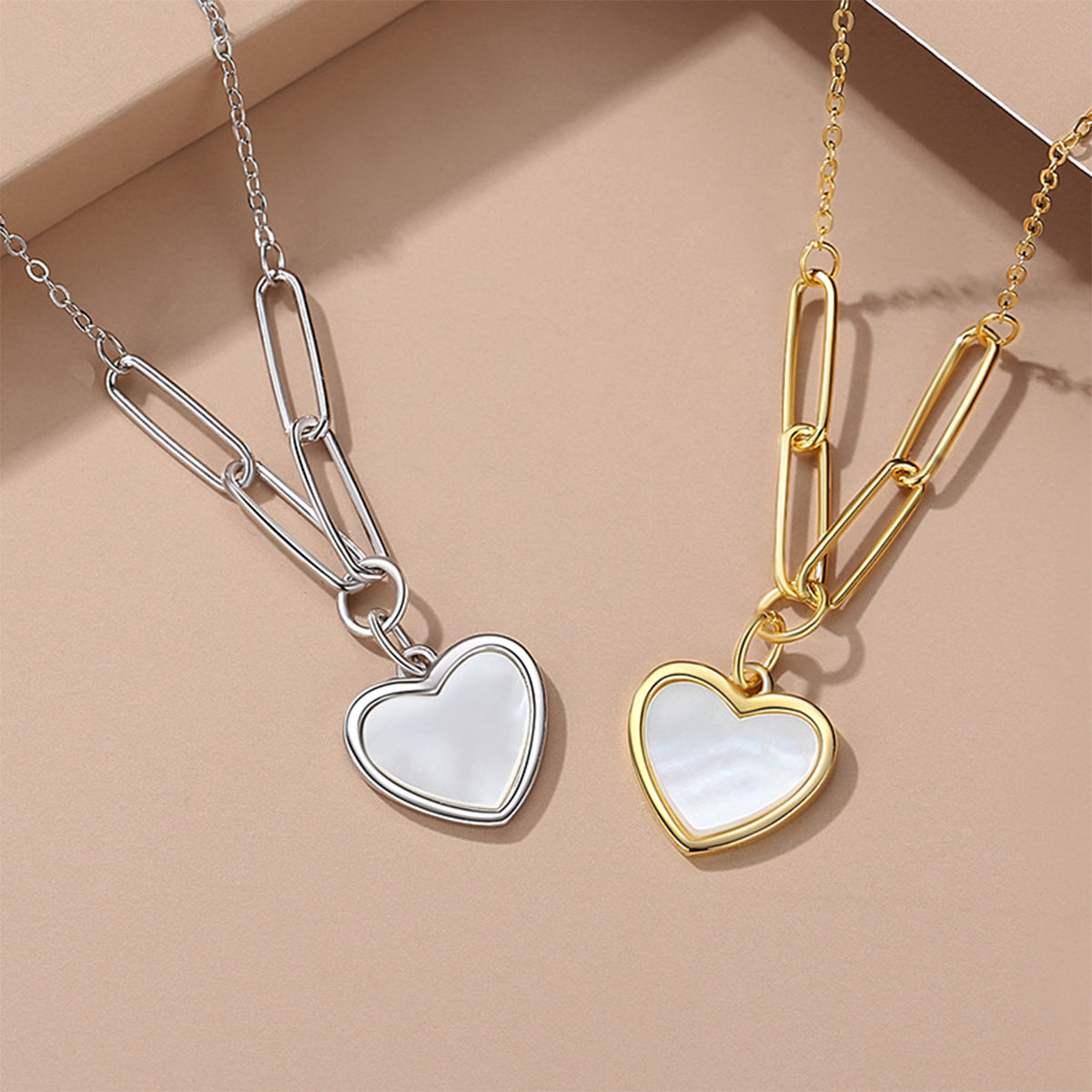 MOOSKI 925 Sterling Silver Heart Necklace Gold Plated