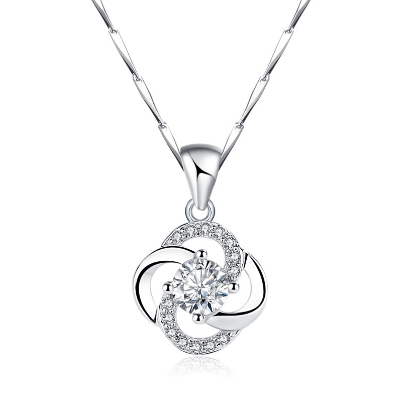 Four Leaf lucky necklace women sterling silver